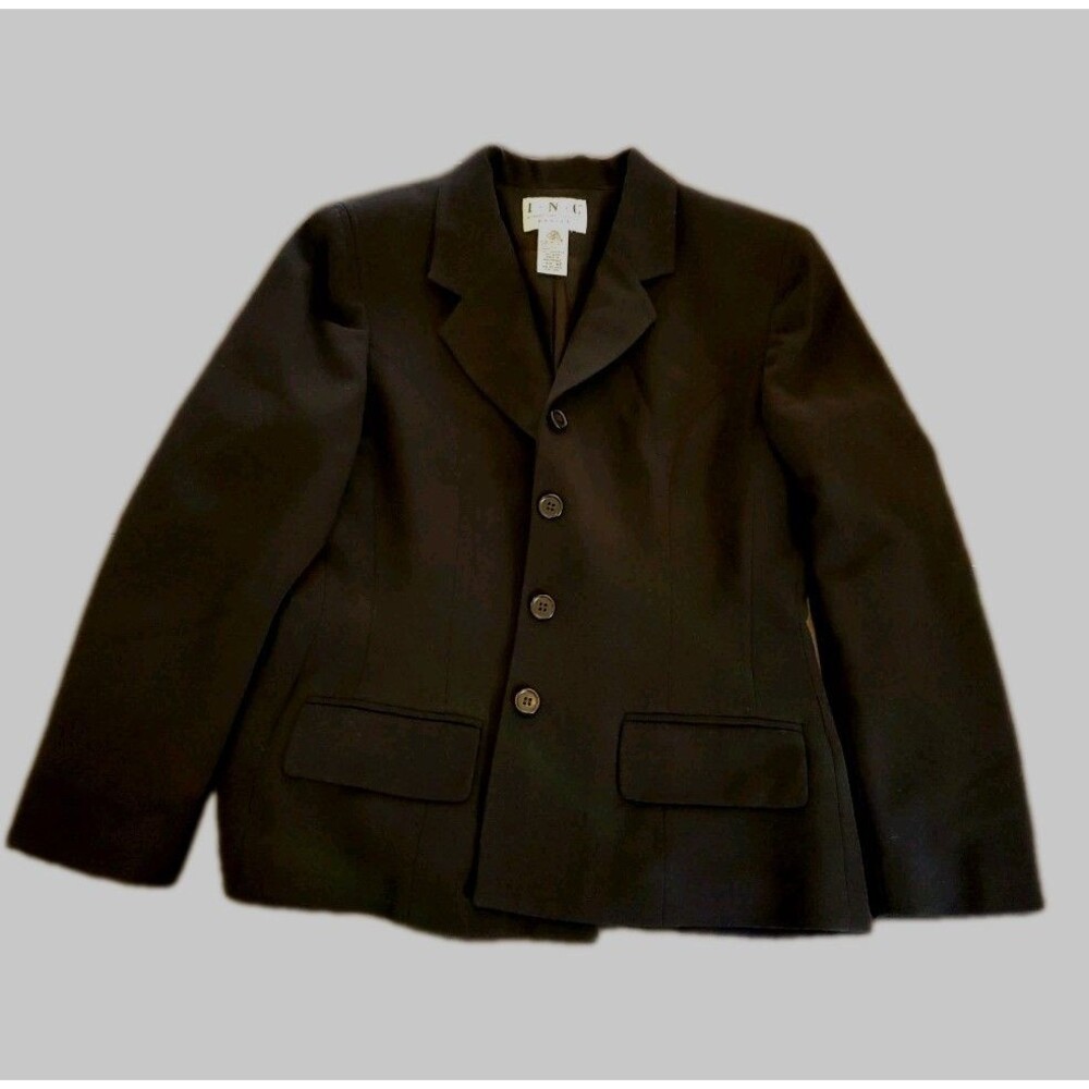 INC International Concept Pure Wool Tailored Black Blazer Jacket Womens 8 Petite